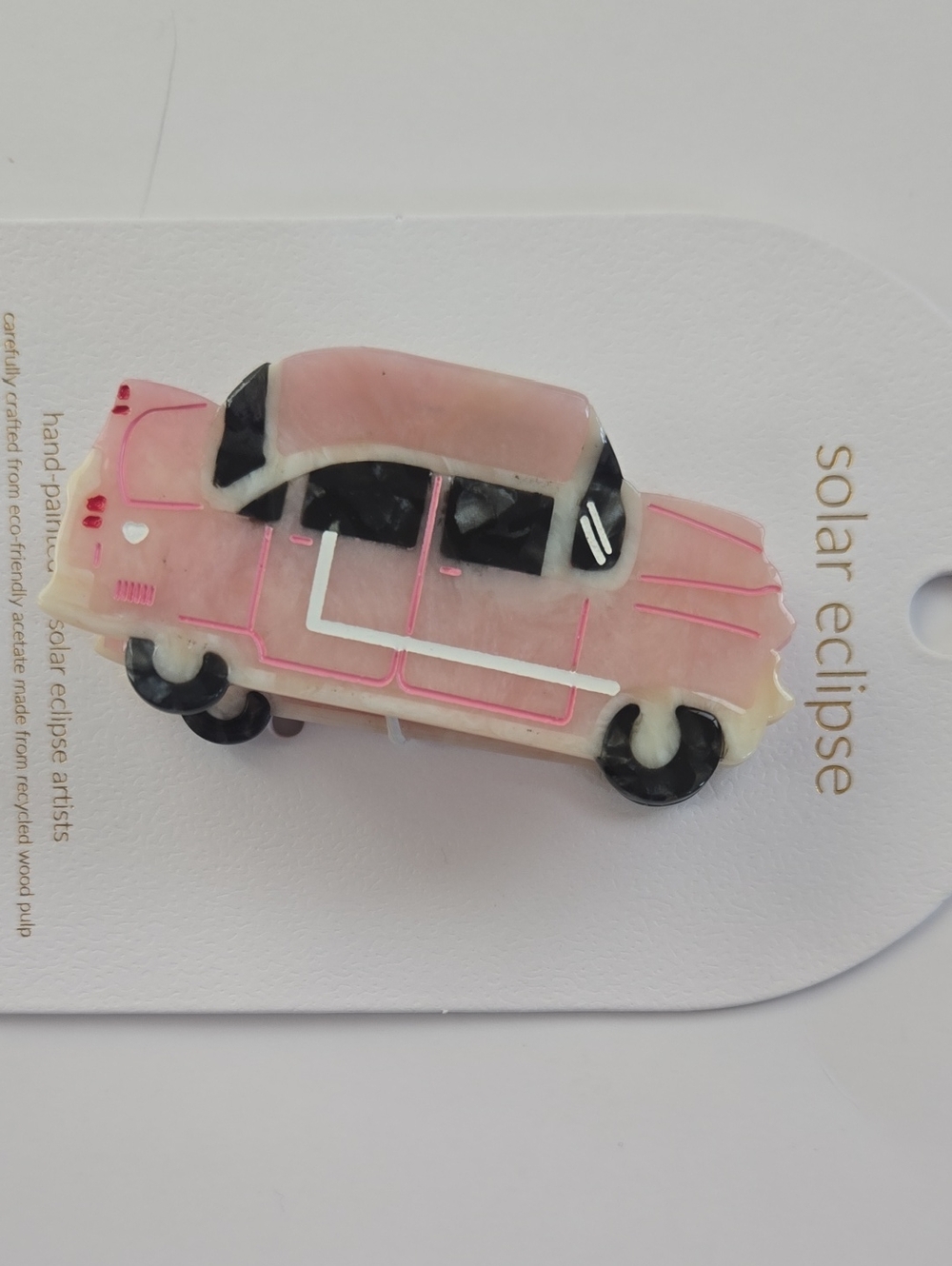 Solar Eclipse Hand Painted Vintage Car Hair Clip NWT